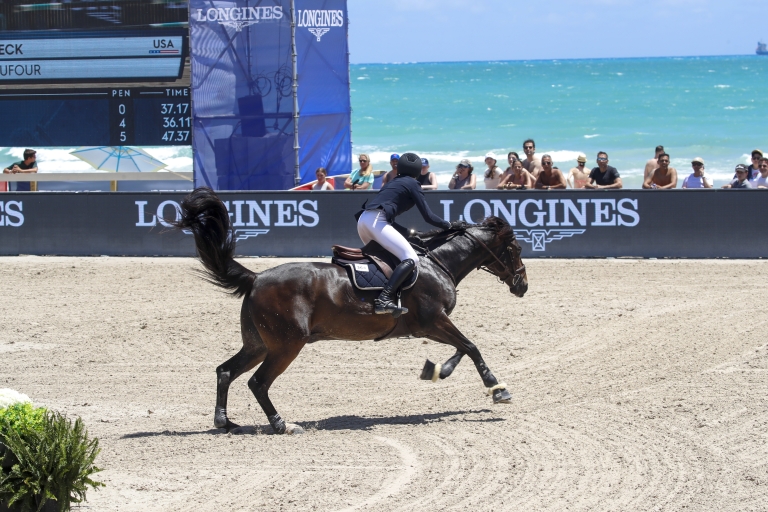 Hannah Selleck and Billy de Beaufour Speed to Victory in the CSI2* Grand Prix at the Longines Global Champions Tour of Miami Beach