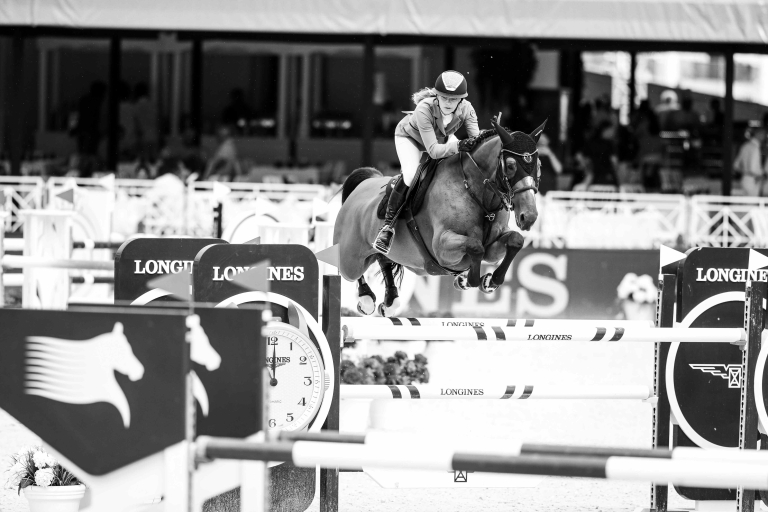 ON THE PODIUM: A win from Ines Joly in the CSI2* Against the Clock 1.40m - Day 2 Monaco