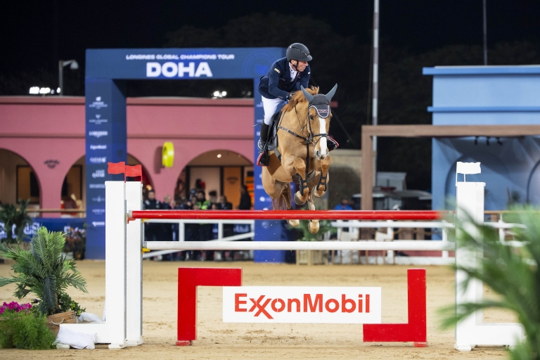 Hans-Dieter Dreher Flies to Victory in Thrilling 1.50m Jump-Off at Longines Global Champions Tour of Doha